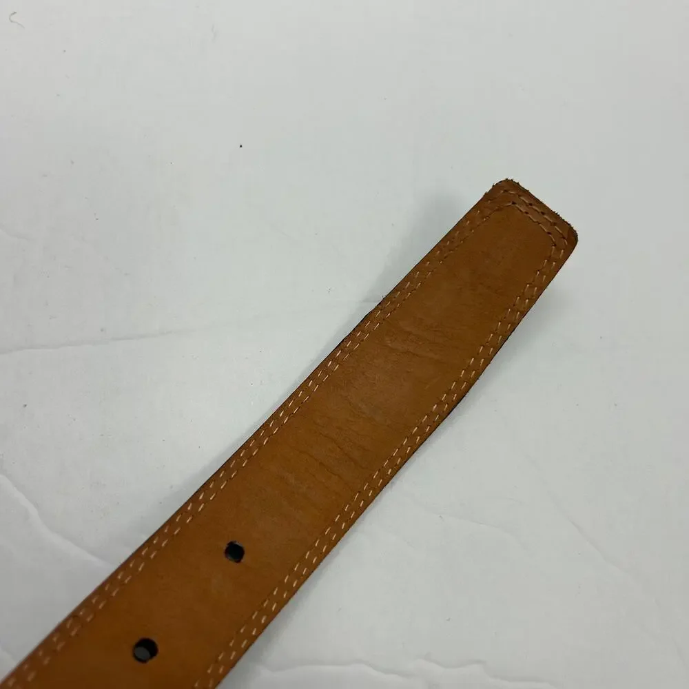 Men's Black Leather Dress Belt‎ Brass Buckle Italy 43.75